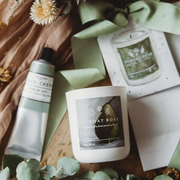 Sunday Rose and Co Hand Cream and Soy Candles